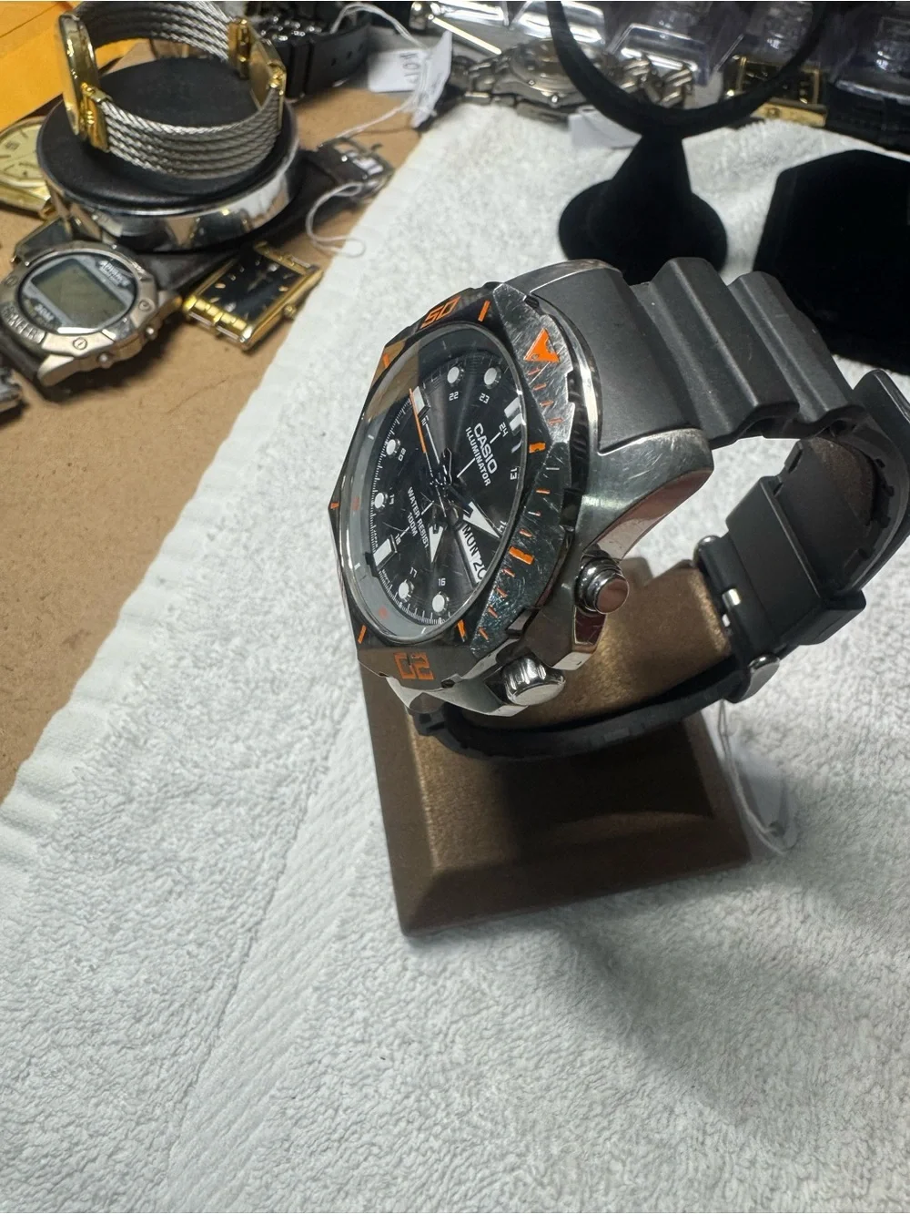 Casio Black Watch with Orange Accents